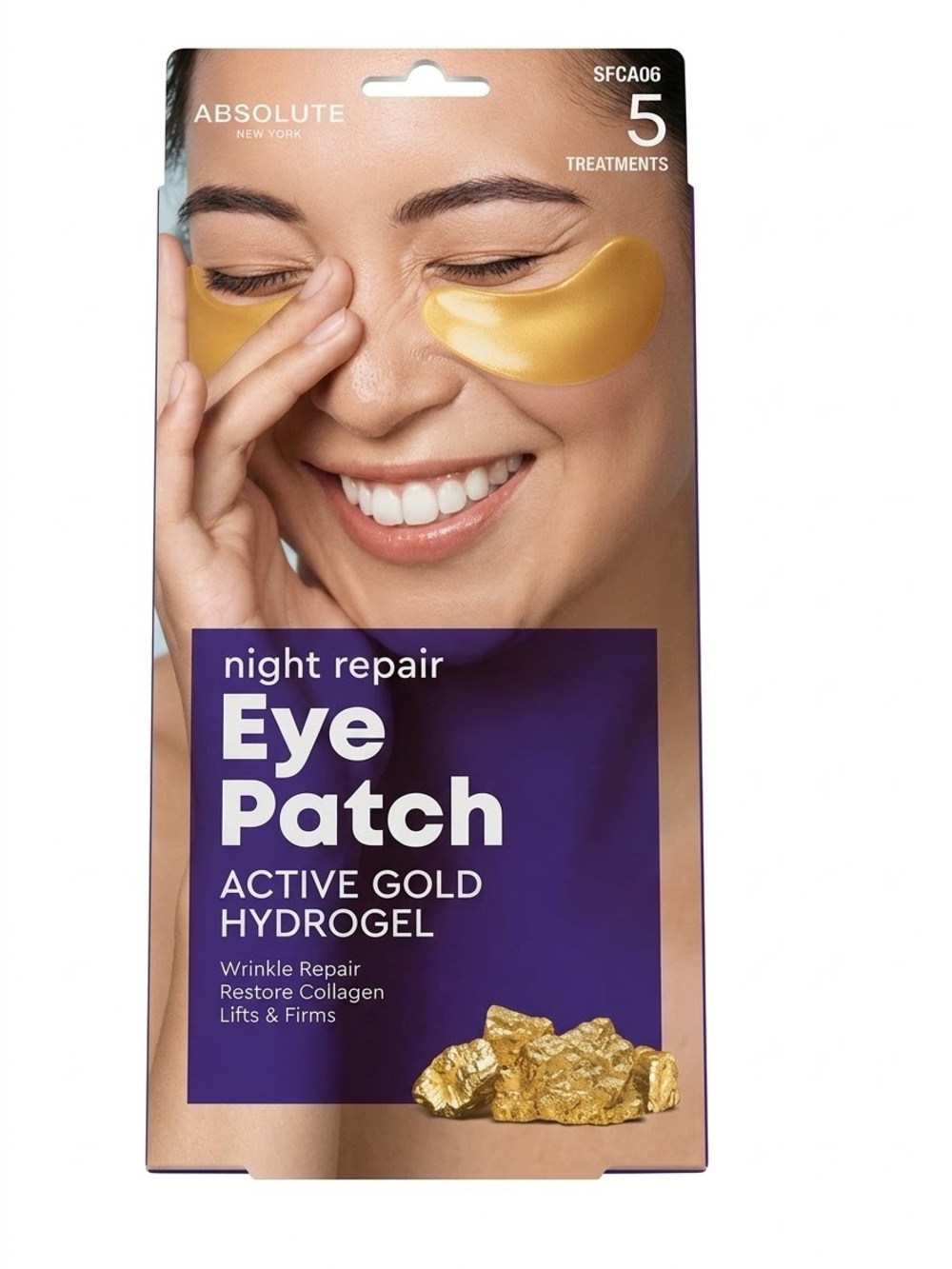 Absolute New Yorkt Active Gold Hydrogel Night Repair Eye Patches (5 Pairs)